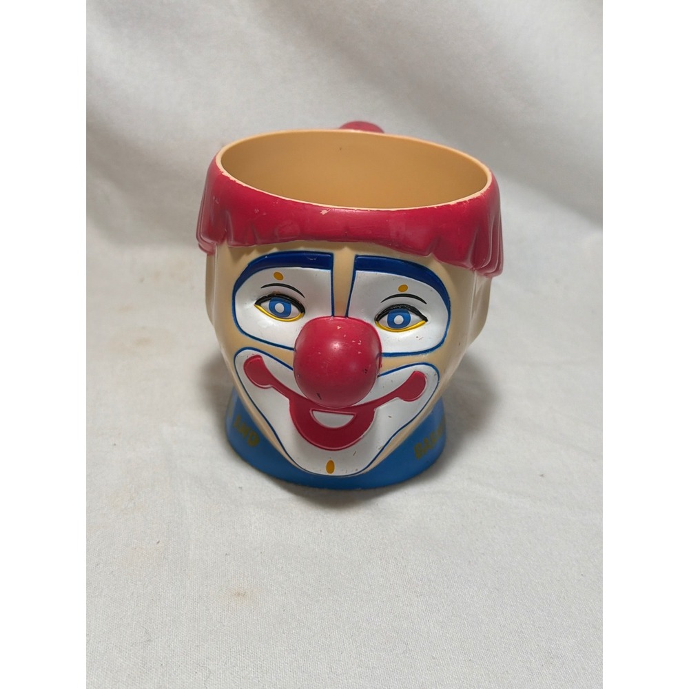 Vintage Ringling Bros Barnum & Bailey Circus Clown Head Plastic Mug Souvenir Cup